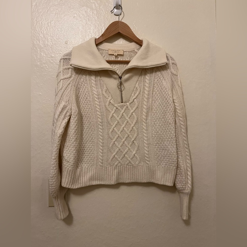 Sezane Cableknit half zip sweater